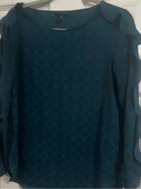 Banana Republic Teal Textured Long-Sleeve Blouse